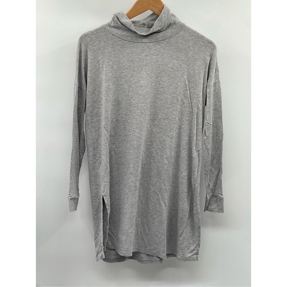 Eileen Fisher Tunic Top Turtleneck Women Small Gray Long Sleeve Pullover